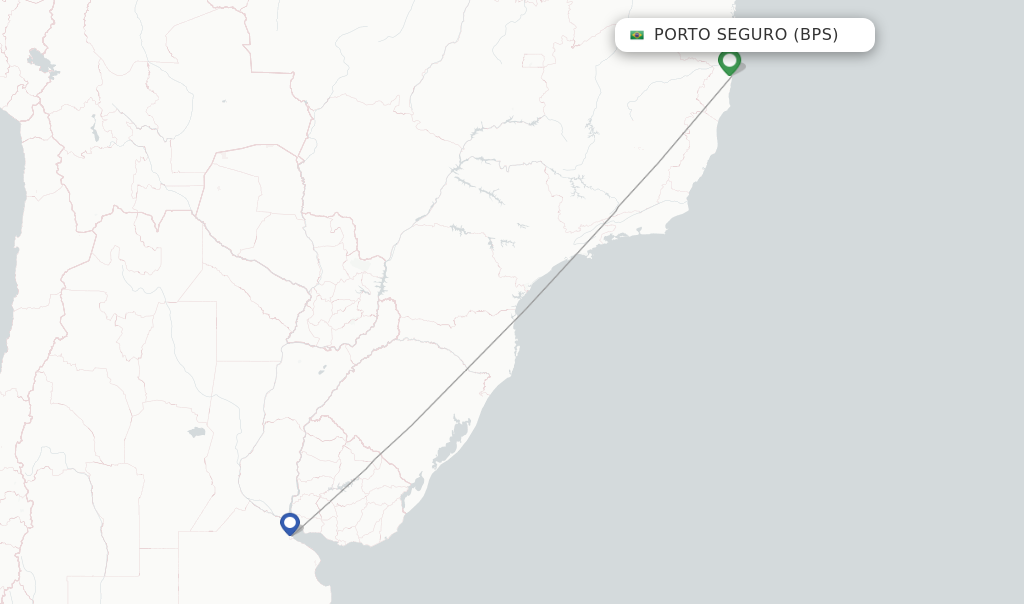 Route map with flights from Porto Seguro with Aerolineas Argentinas
