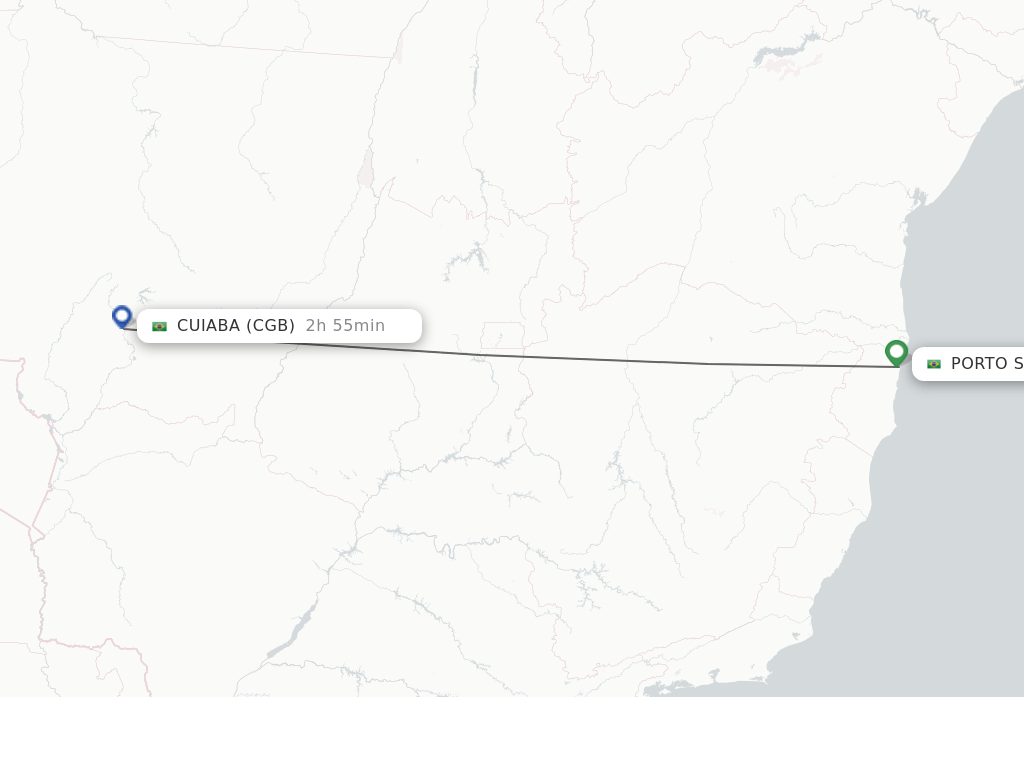 Flights from Porto Seguro to Cuiaba route map