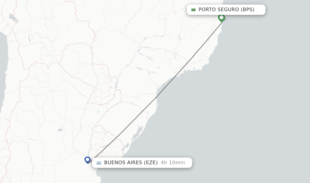 Flights from Porto Seguro to Buenos Aires route map