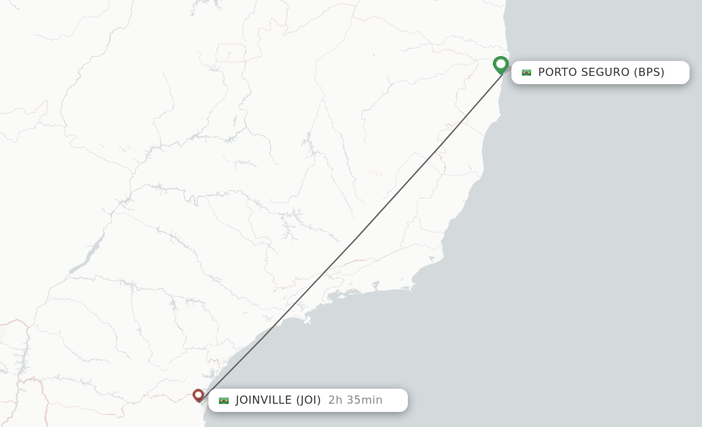 Flights from Porto Seguro to Joinville route map