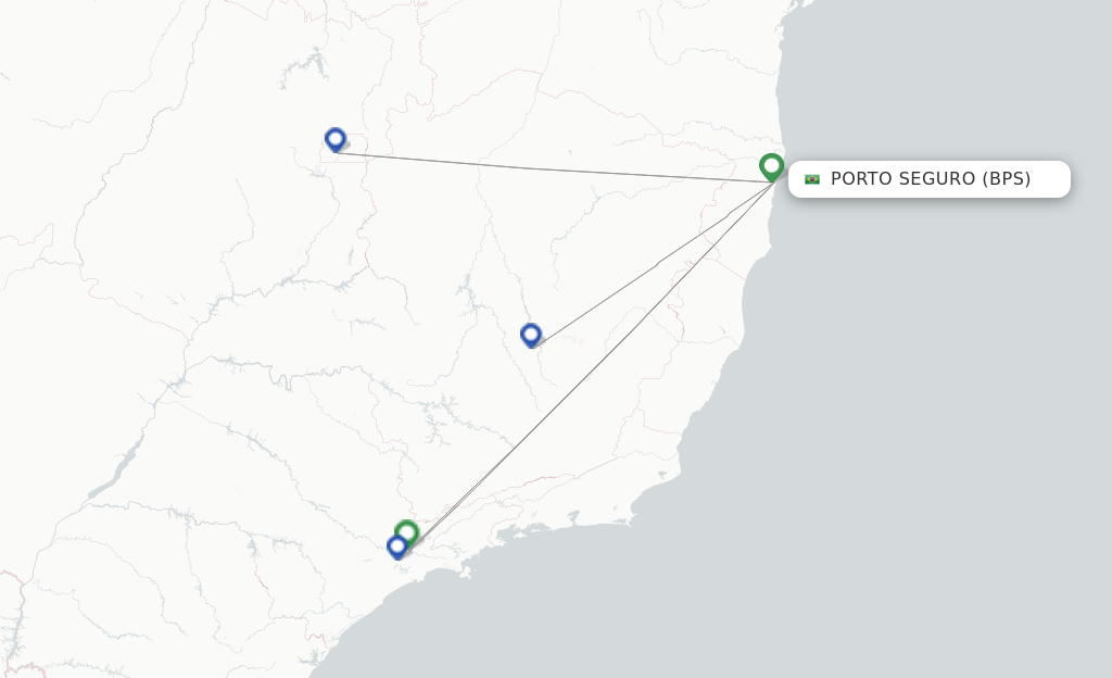 Route map with flights from Porto Seguro with LATAM Airlines