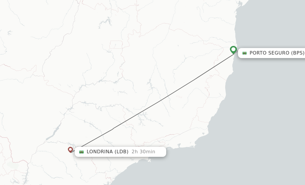 Flights from Porto Seguro to Londrina route map