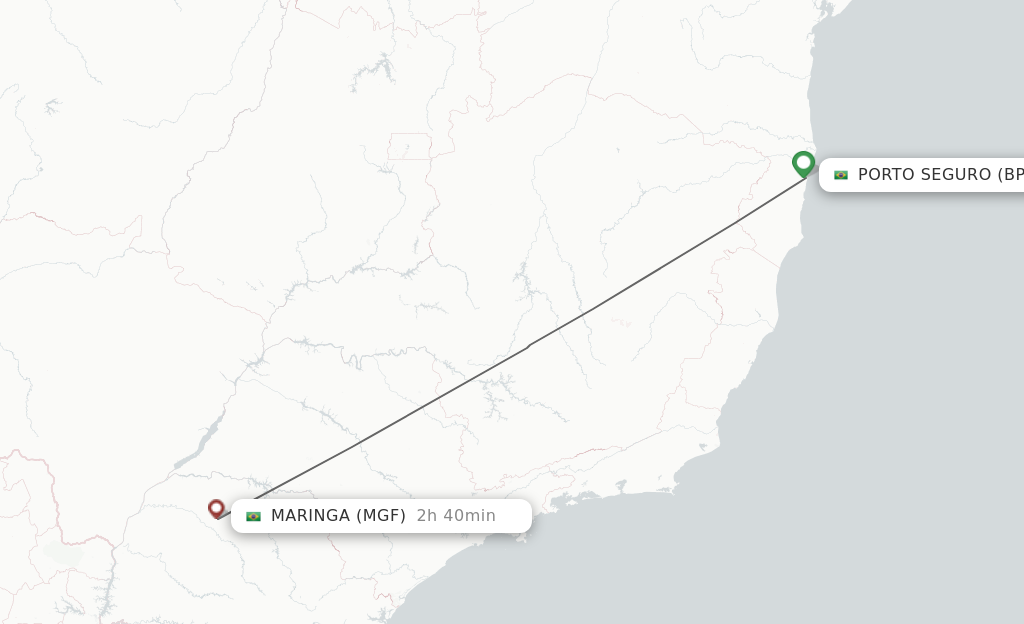 Flights from Porto Seguro to Maringa route map