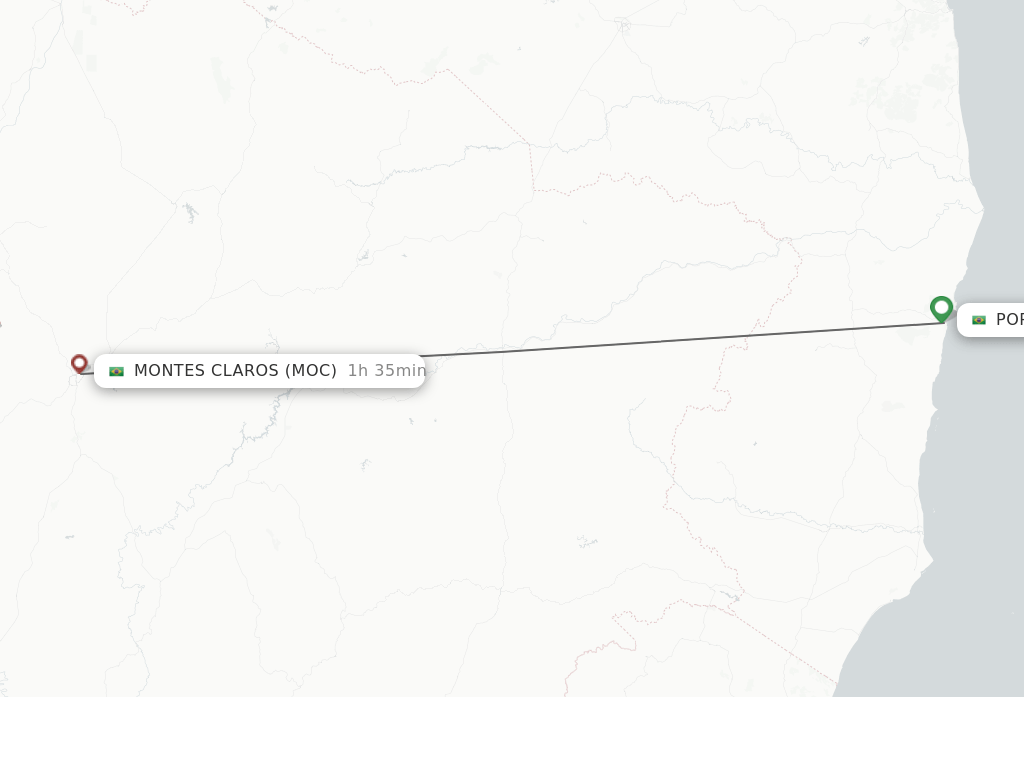 Flights from Porto Seguro to Montes Claros route map