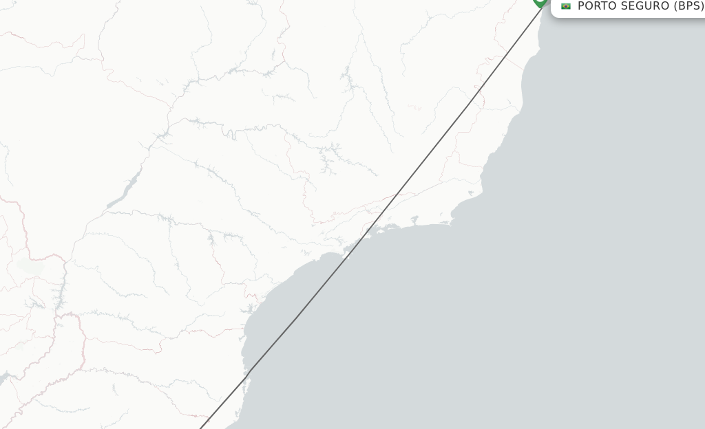 Flights from Porto Seguro to Porto Alegre route map
