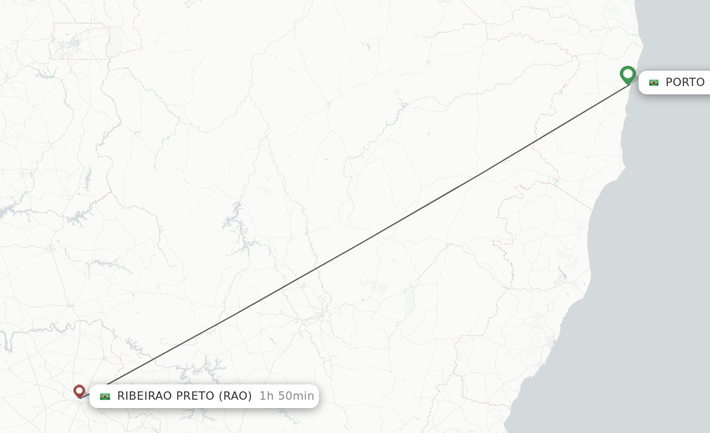 Flights from Porto Seguro to Ribeirao Preto route map