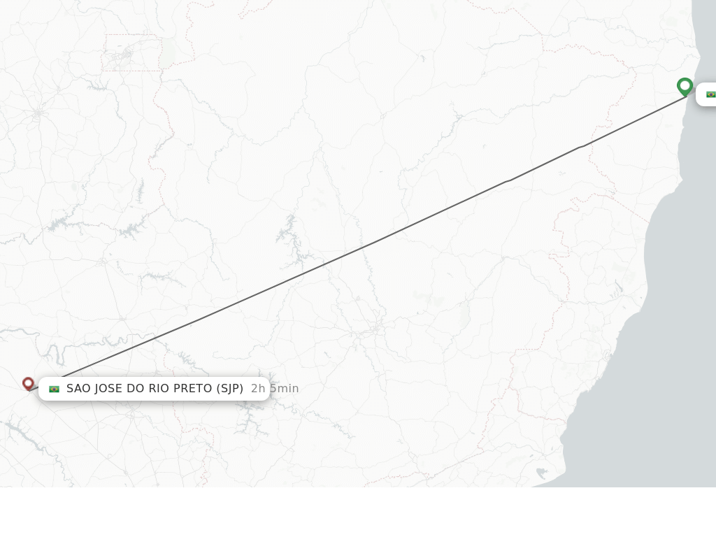 Flights from Porto Seguro to Sao Jose Do Rio Preto route map
