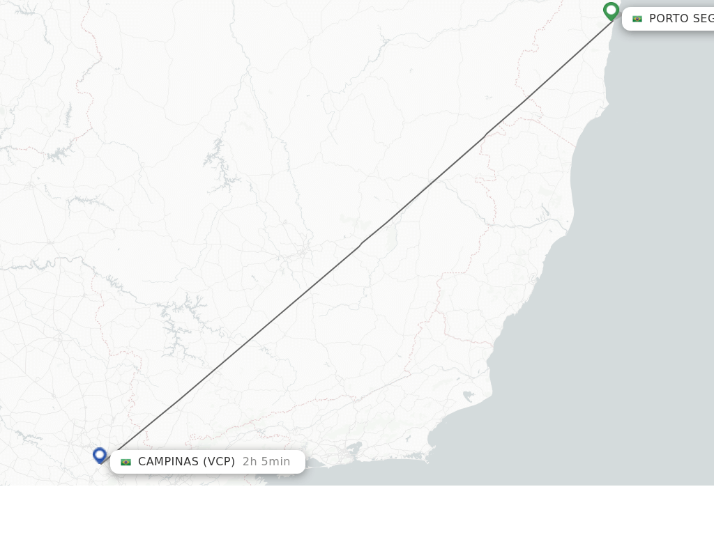 Flights from Porto Seguro to Campinas route map