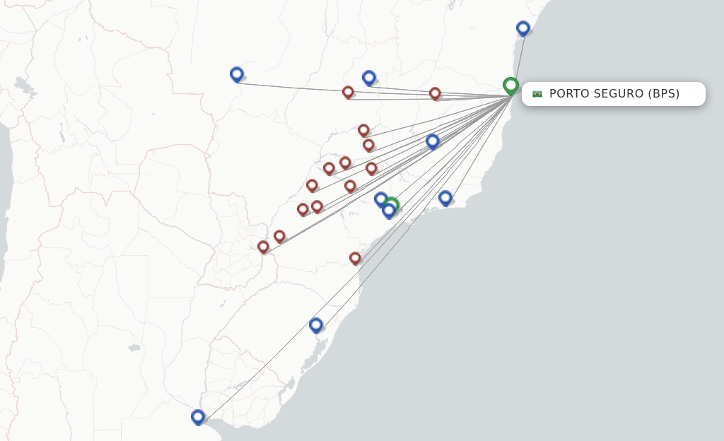 Flights from Porto Seguro to Vitoria route map