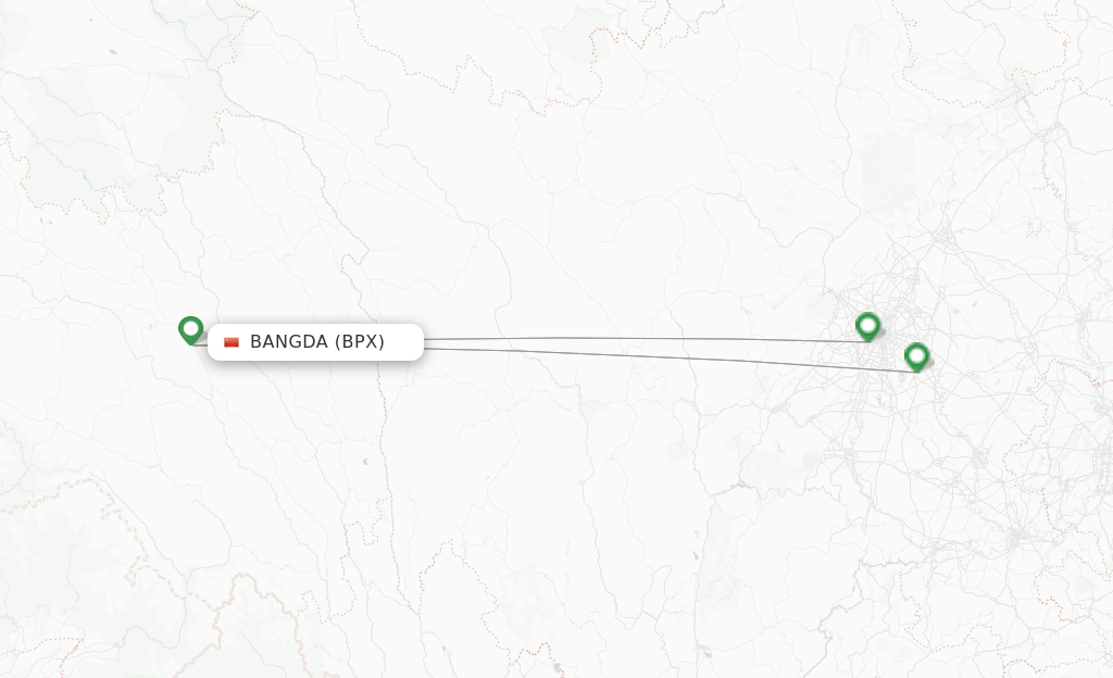 Route map with flights from Bangda with Air China