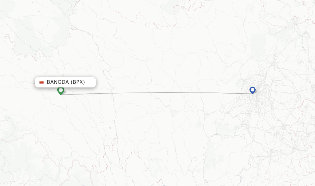 Route map with flights from Bangda with Air China