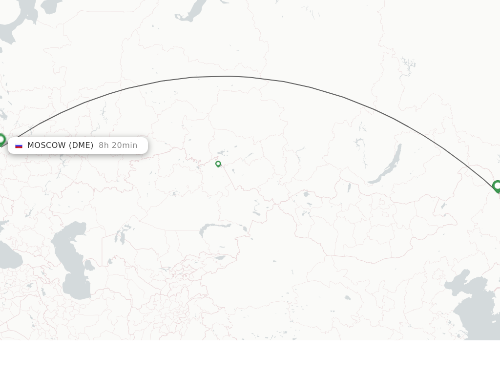 Flights from Blagoveschensk to Moscow route map