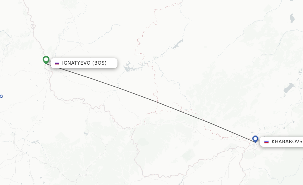 Flights from Ignatyevo to Khabarovsk route map