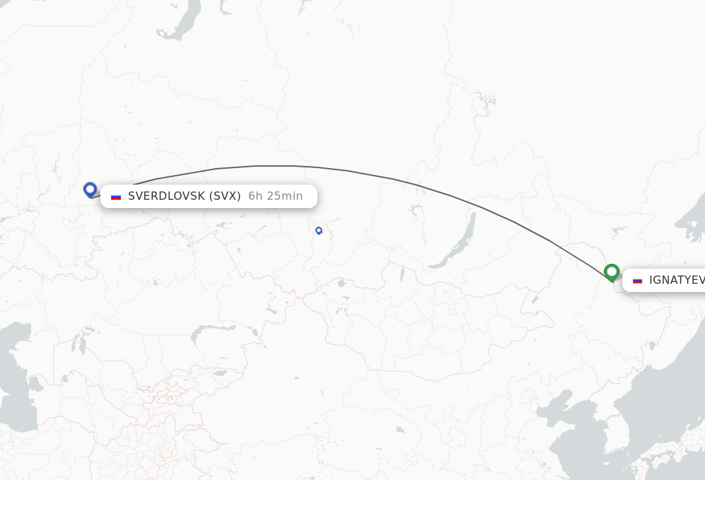 Flights from Ignatyevo to Sverdlovsk route map