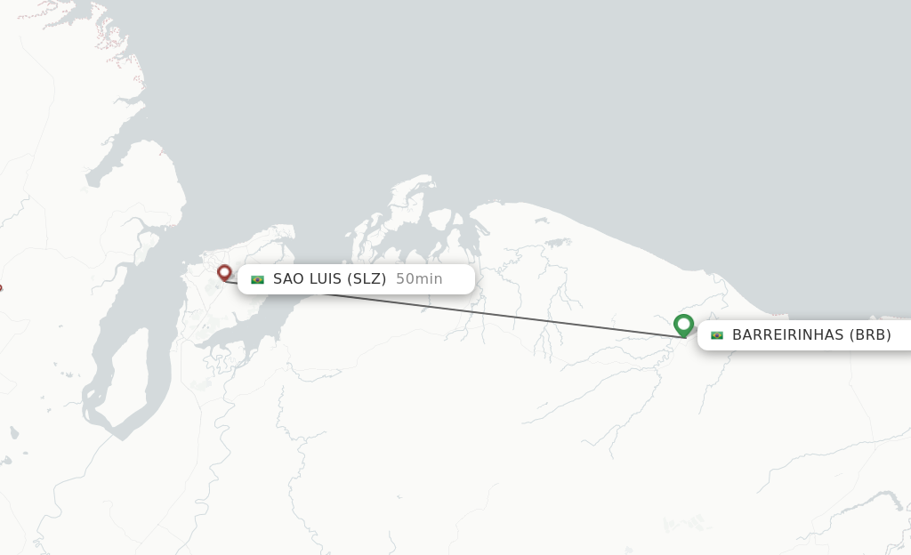Flights from Barreirinhas to Sao Luiz route map