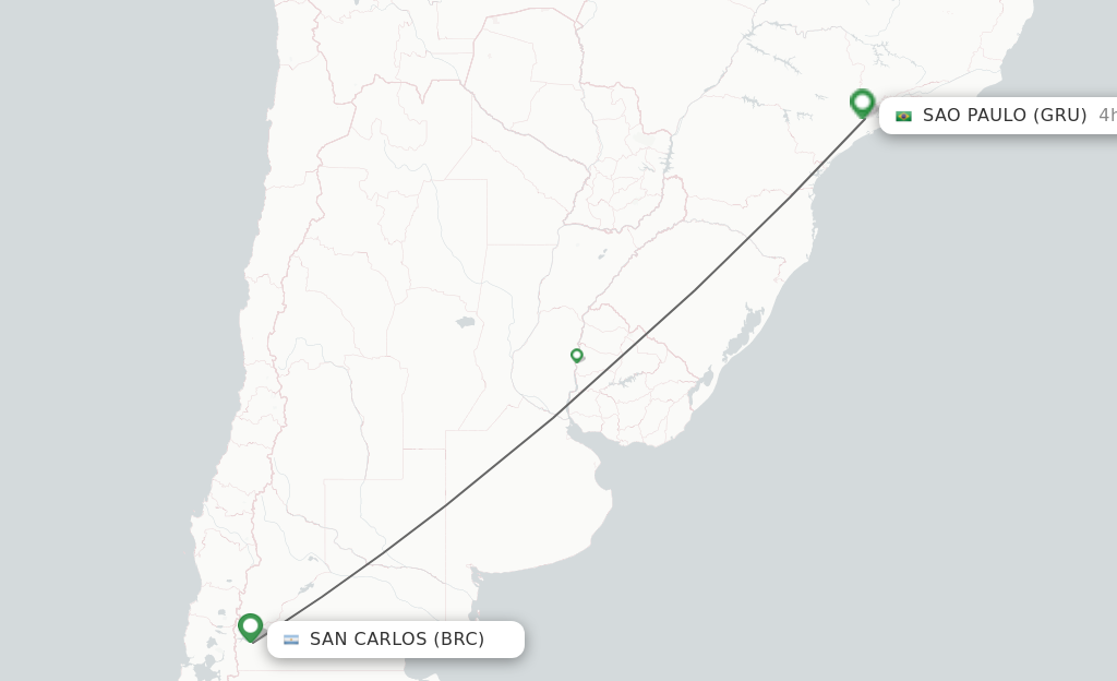 Flights from San Carlos de Bariloche to Sao Paulo route map