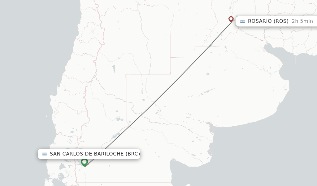 Flights from San Carlos de Bariloche to Rosario route map