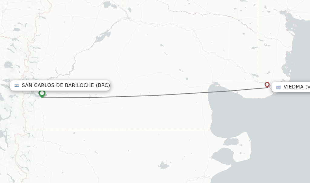 Flights from San Carlos de Bariloche to Viedma route map