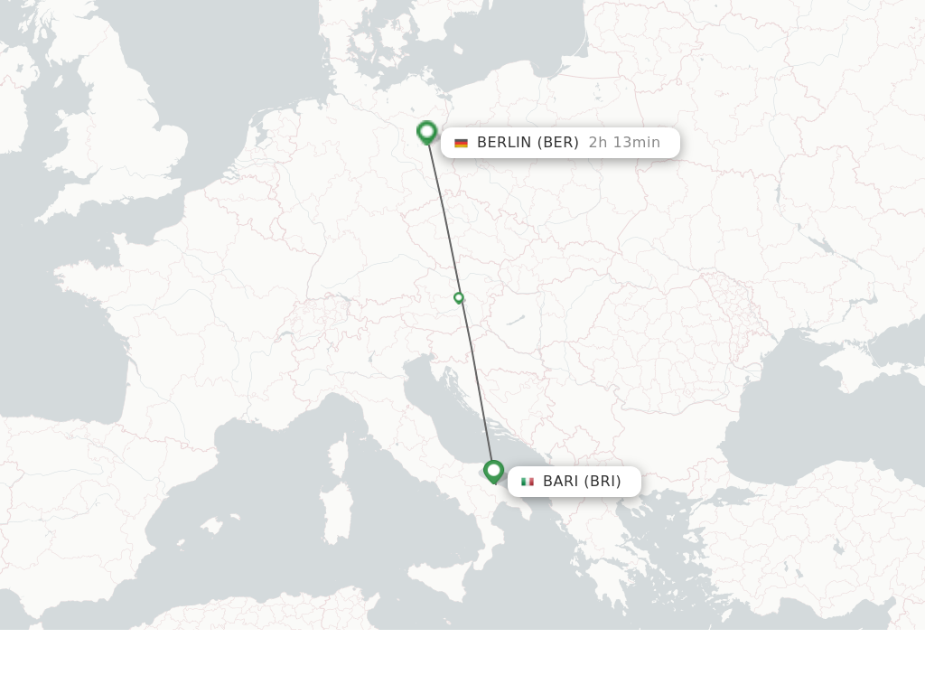 Flights from Bari to Berlin route map