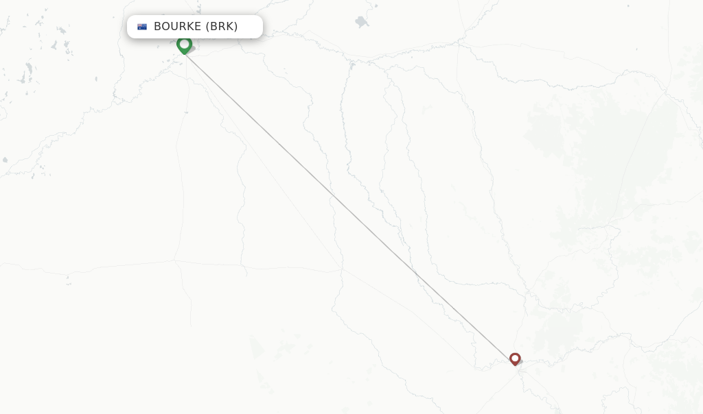 Route map with flights from Bourke with Air Link