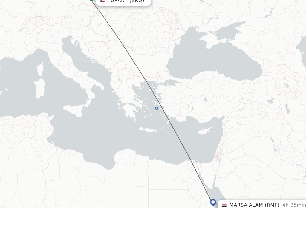 Flights from Brno to Marsa Alam route map