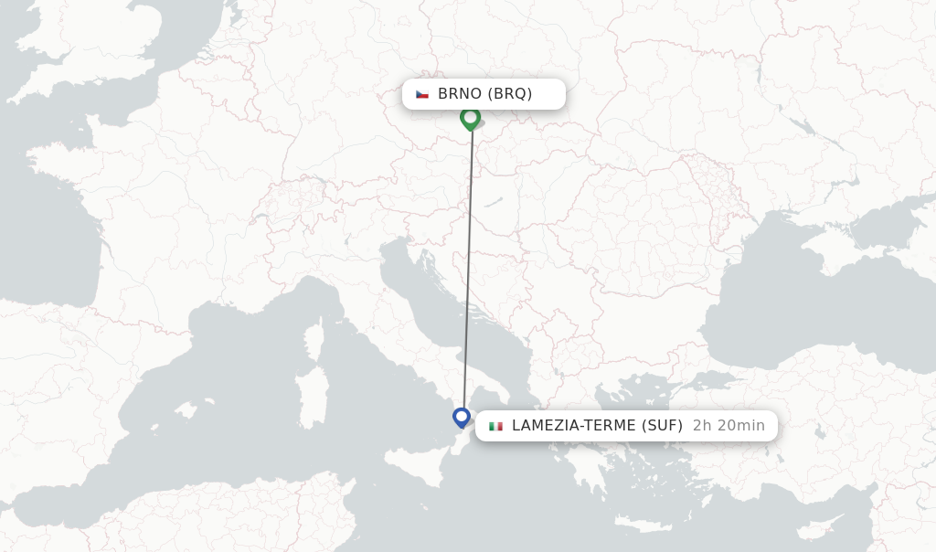Flights from Brno to Lamezia-Terme route map