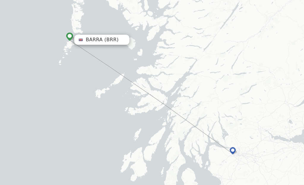 Route map with flights from Barra with Loganair