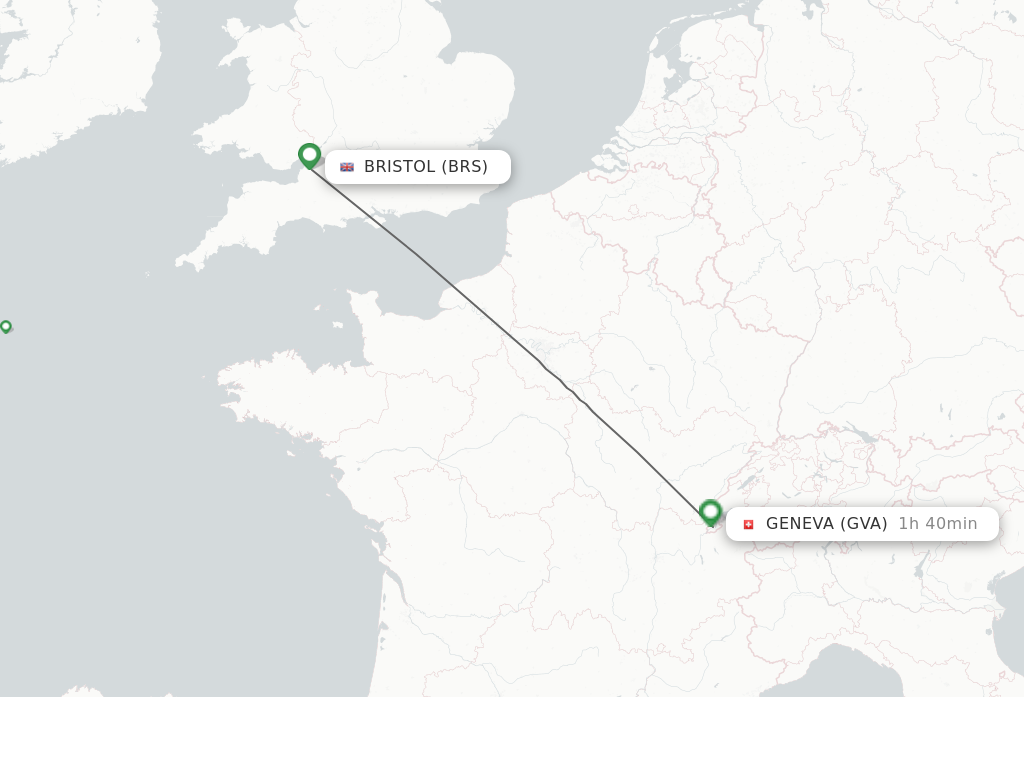 Flights from Bristol to Geneva route map