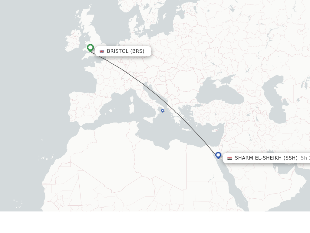 Flights from Sharm El-Sheikh to Bristol route map