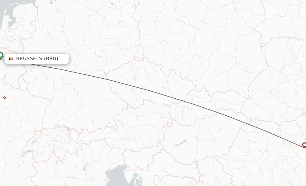 Flights from Brussels to Bacau route map