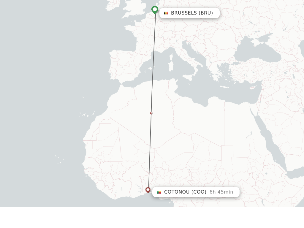 Flights from Brussels to Cotonou route map
