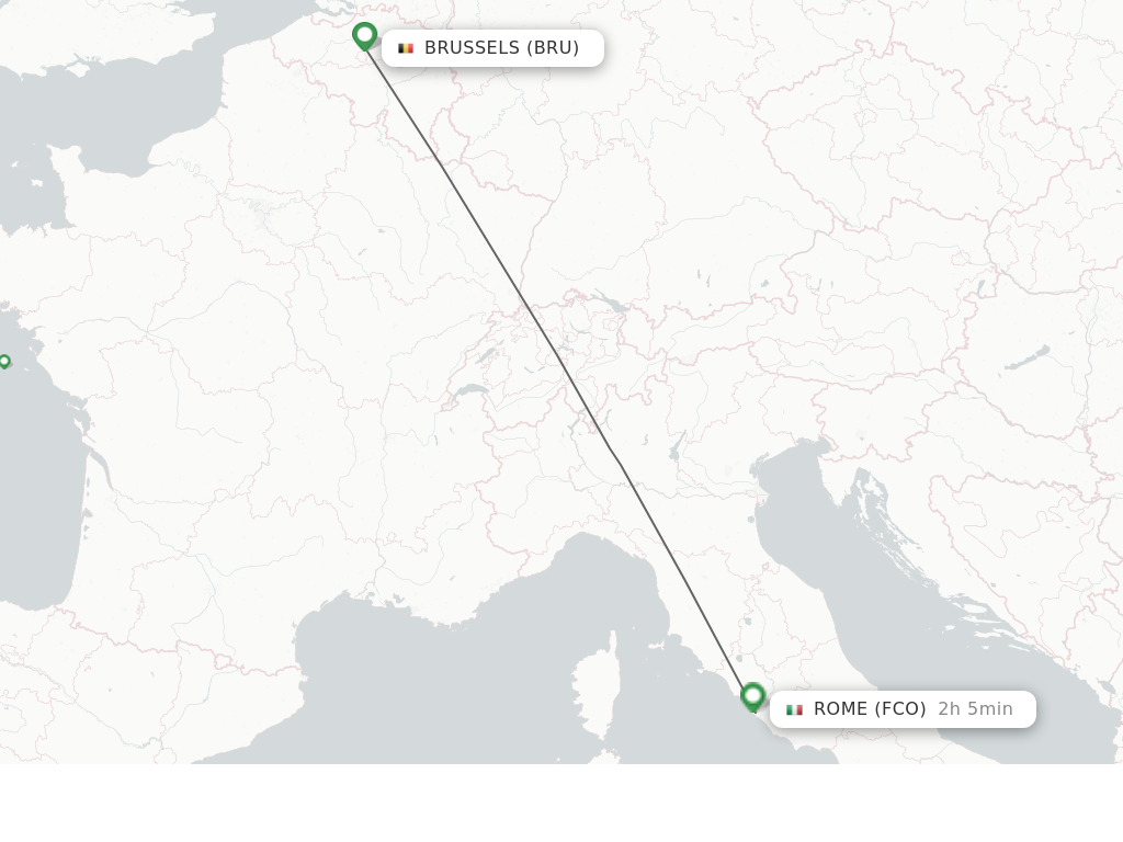 Flights from Brussels to Rome route map