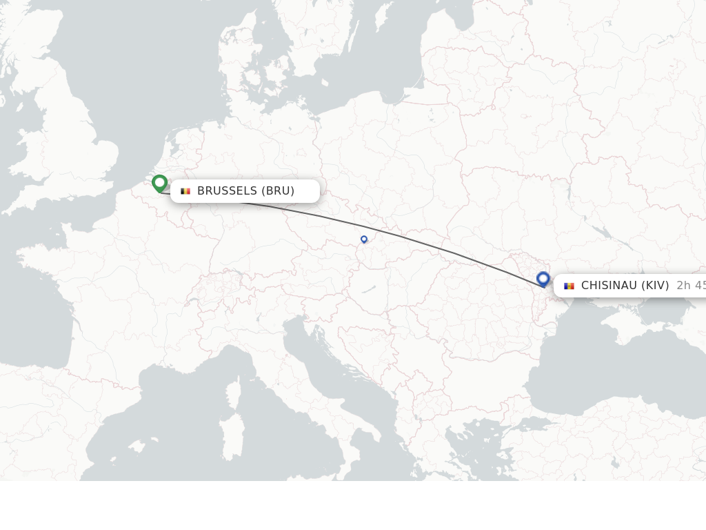 Flights from Brussels to Chisinau route map