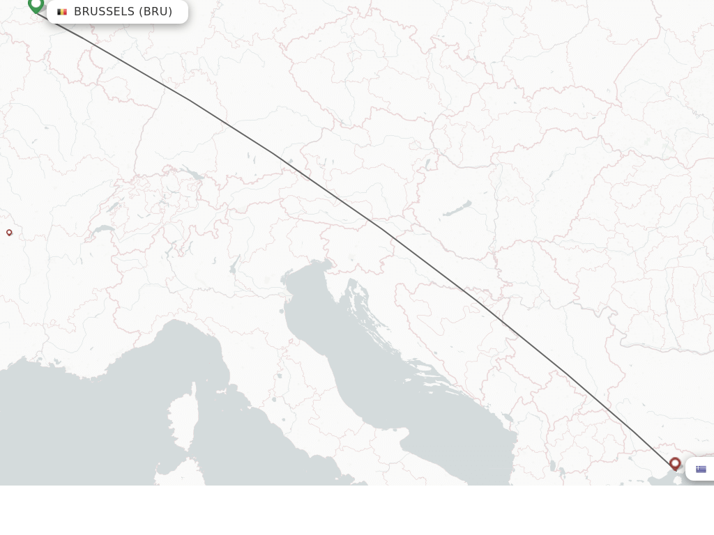 Flights from Brussels to Kavala route map