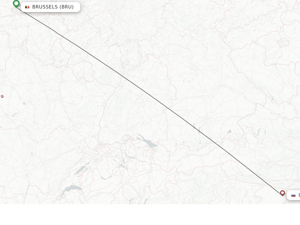 Flights from Brussels to Ljubljana route map