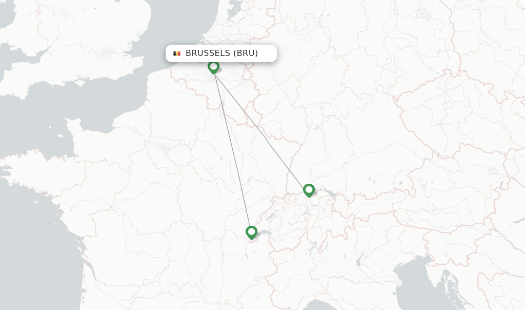 Route map with flights from Brussels with SWISS