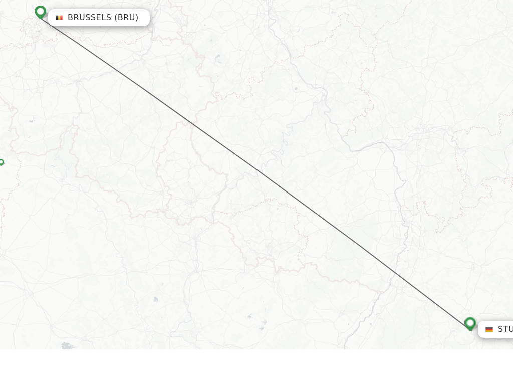 Flights from Brussels to Stuttgart route map