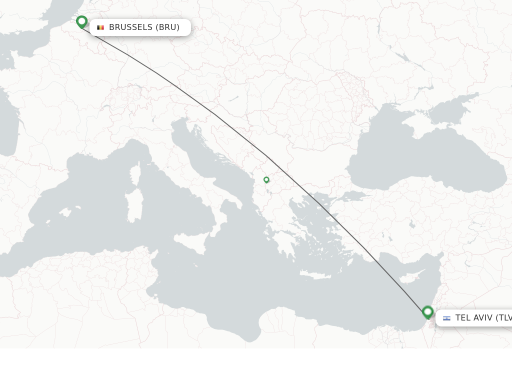 Flights from Brussels to Tel Aviv-Yafo route map