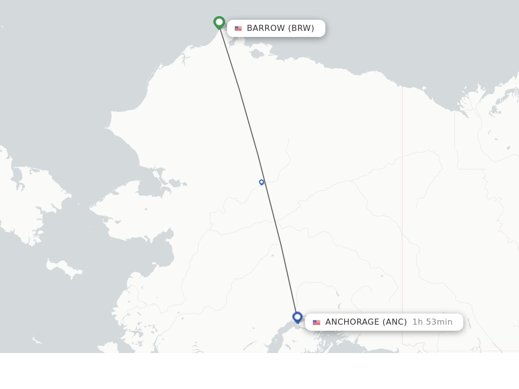 Flights from Utqiagvik Barrow to Anchorage route map