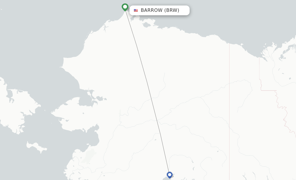 Route map with flights from Utqiagvik Barrow with Alaska Airlines