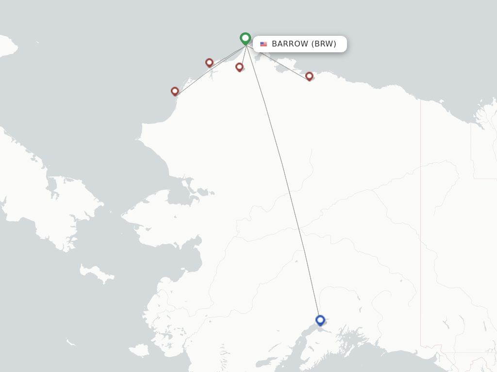 Flights from Utqiagvik Barrow to Fairbanks route map