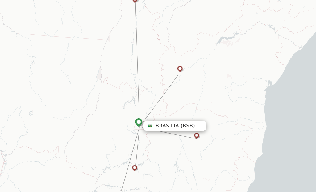 Route map with flights from Brasilia with Passaredo