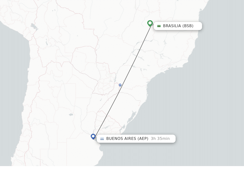 Flights from Brasilia to Buenos Aires route map