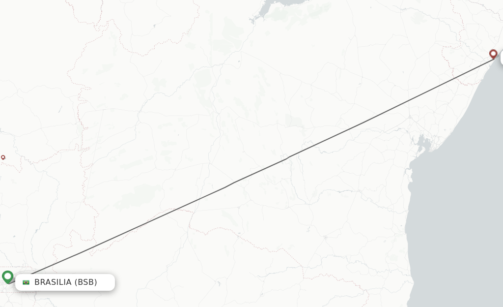 Flights from Brasilia to Aracaju route map