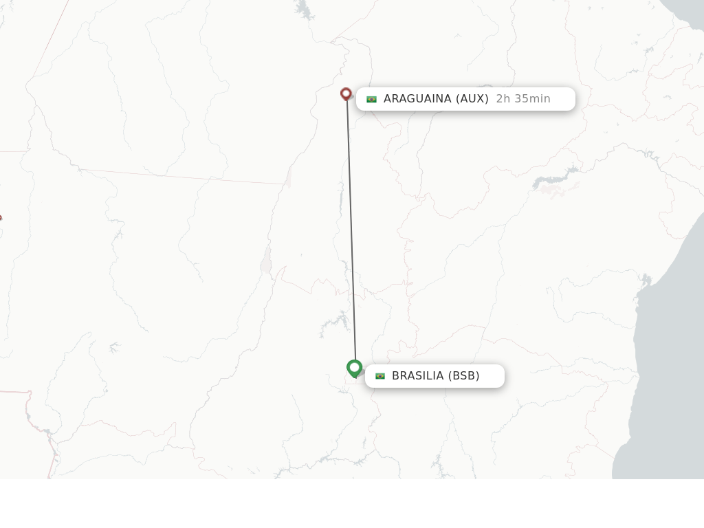 Flights from Brasilia to Araguaina route map