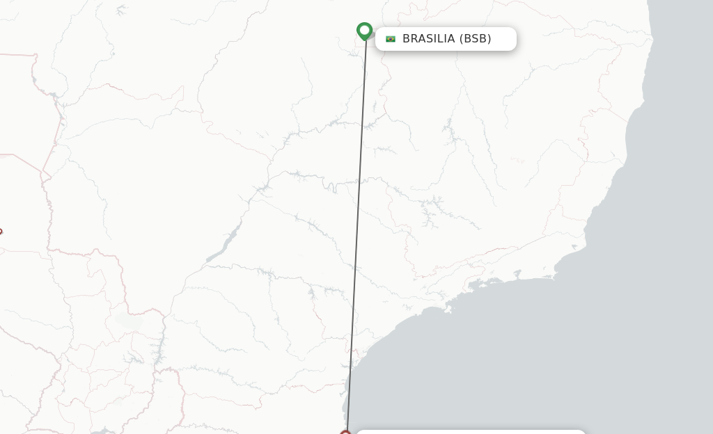 Flights from Brasilia to Florianopolis route map