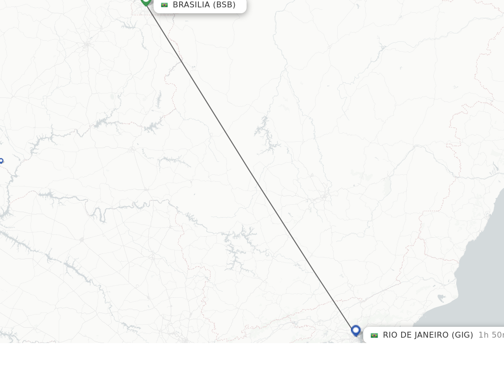 Flights from Brasilia to Rio De Janeiro route map