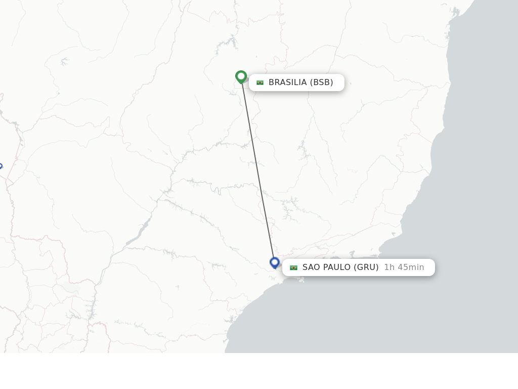 Flights from Brasilia to Sao Paulo route map