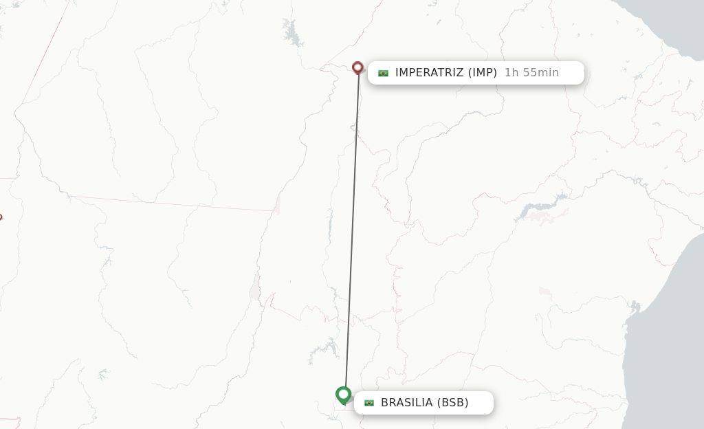 Flights from Brasilia to Imperatriz route map