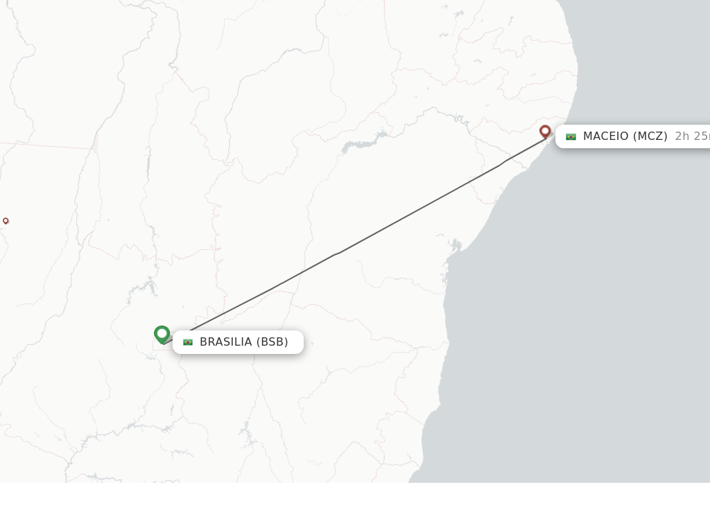 Flights from Brasilia to Maceio route map